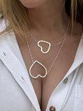 Colar Duplo Coração Semi Joia