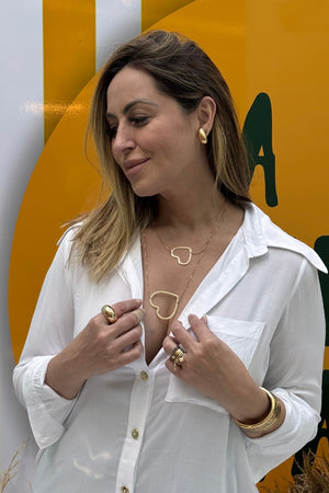 Colar Duplo Coração Semi Joia