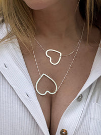 Colar Duplo Coração Semi Joia