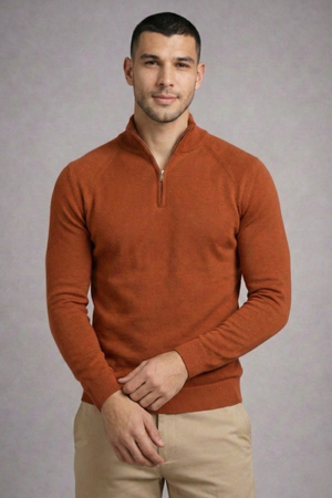 Blusa Tricot Gola Alta Ziper