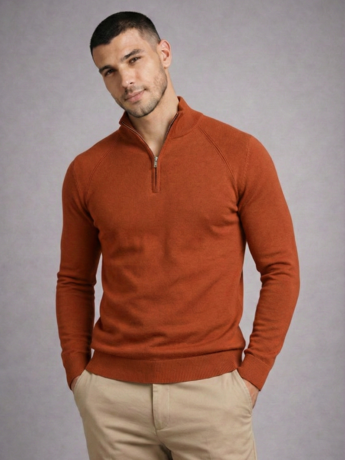 Blusa Tricot Gola Alta Ziper