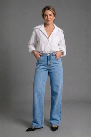 Calça Jeans Wide Leg Viollete