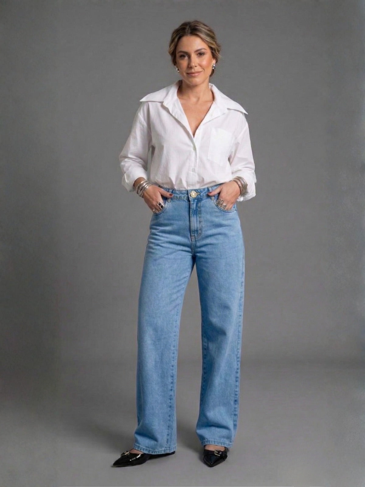 Calça Jeans Wide Leg Viollete
