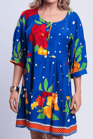 Vestido Maria Azul Estampado