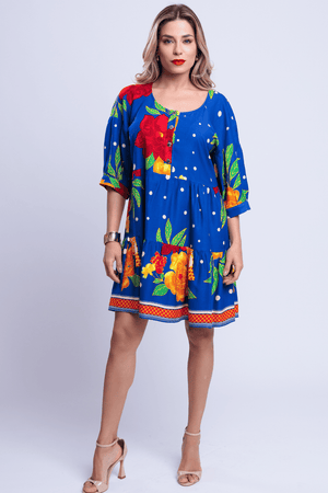 Vestido Maria Azul Estampado