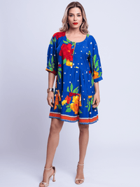 Vestido Maria Azul Estampado