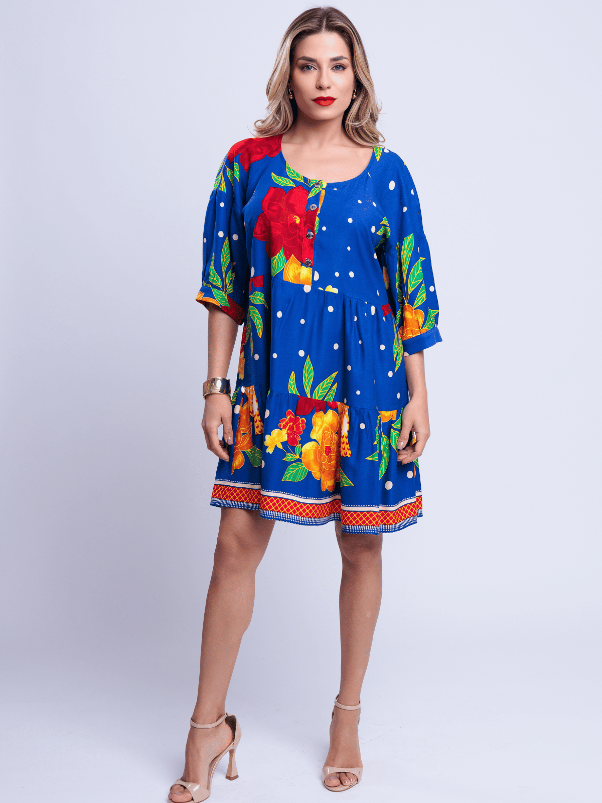 Vestido Maria Azul Estampado