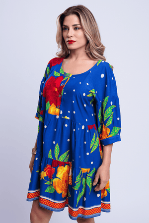 Vestido Maria Azul Estampado