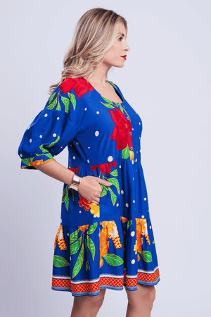 Vestido Maria Azul Estampado