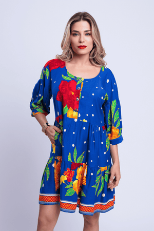 Vestido Maria Azul Estampado