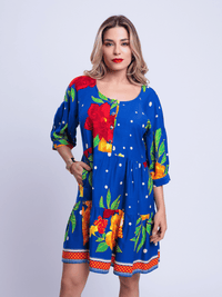 Vestido Maria Azul Estampado